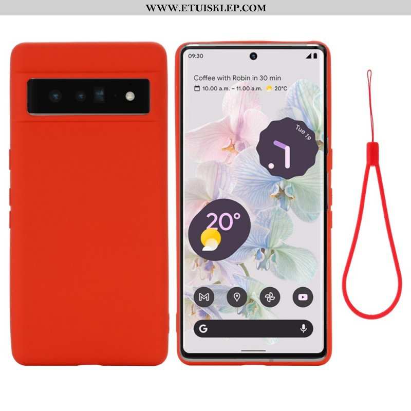 Etui do Google Pixel 7 z Łańcuch Płynny Silikon W Paski